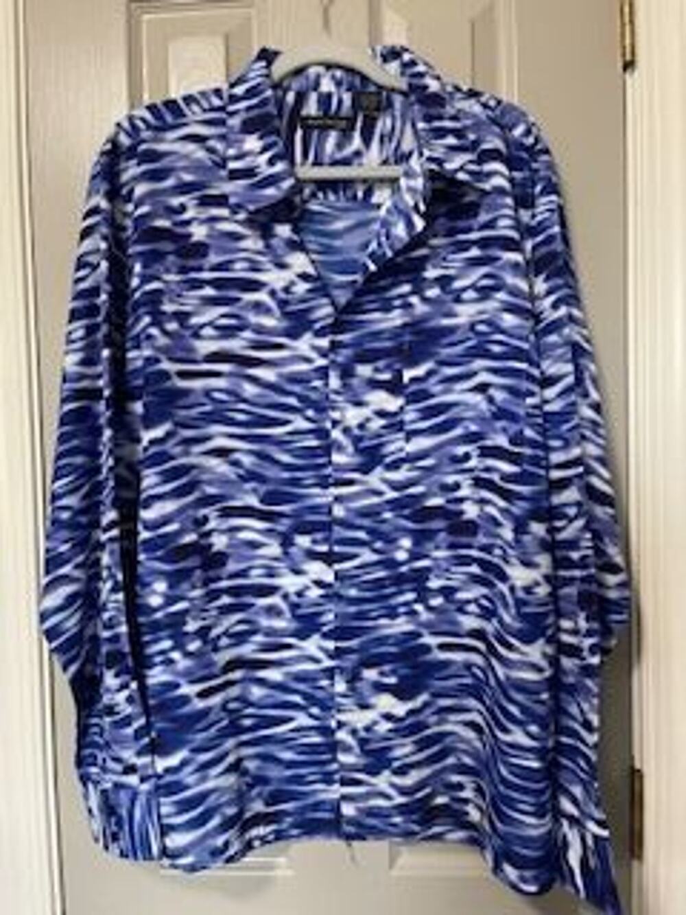 #T6 PRE-LOVED Kenneth Cole NY abstract long sleeve blouse size XLarge